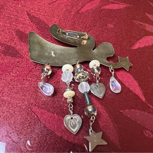 Angel Brooch Broach Charm Pin 2.5" Unique Christmas Decor Charm Dangles Holiday - Picture 3 of 5